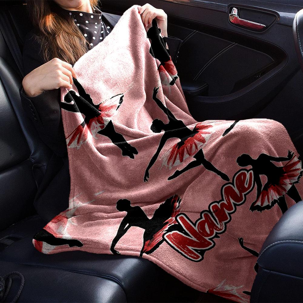 Custom Name Ballet Theme Printed Blanket - Perfect for Couch, Bed, Travel & Outdoor Use | Machine Washable, Cozy & Durable.
