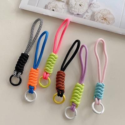 Creative Braided Lanyard Keychain  Keyring For Phone Case Women Anti Lost Knot Rope Strap Car Key Chains Diy Accessories