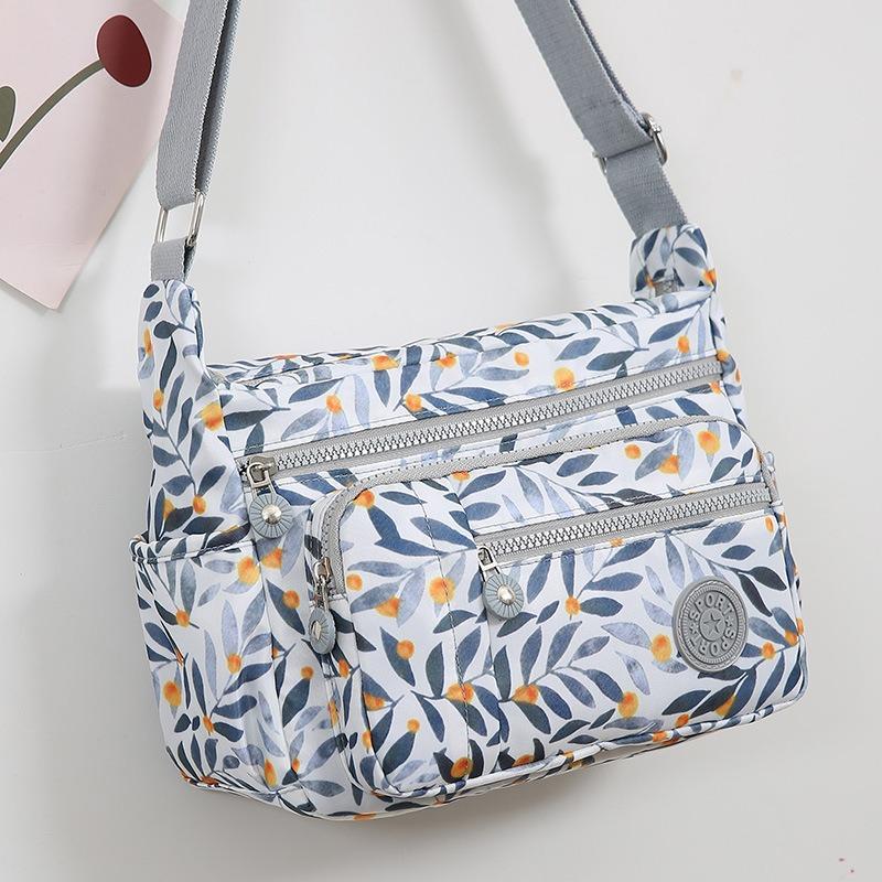 New Vintage Fashion Crossbody Bag Print Multi-Layer Large Capacity Middle-Aged Mom Bag Oxford Fabric Women Bag