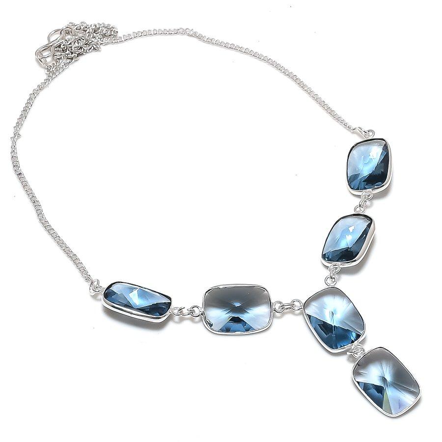 Natural Iolite Quartz Gemstone 925 Sterling Silver Jewelry Necklace 18" E7O95