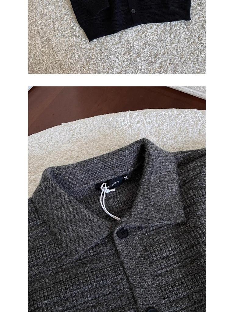 Men's Loose Fit Solid Color Retro Knit Cardigan Sweater Jacket