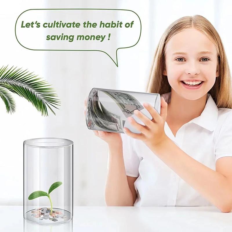 Transparent Acrylic Circular piggy bank Thickened material high-capacity Paper currency hardness storage box Children's Gift