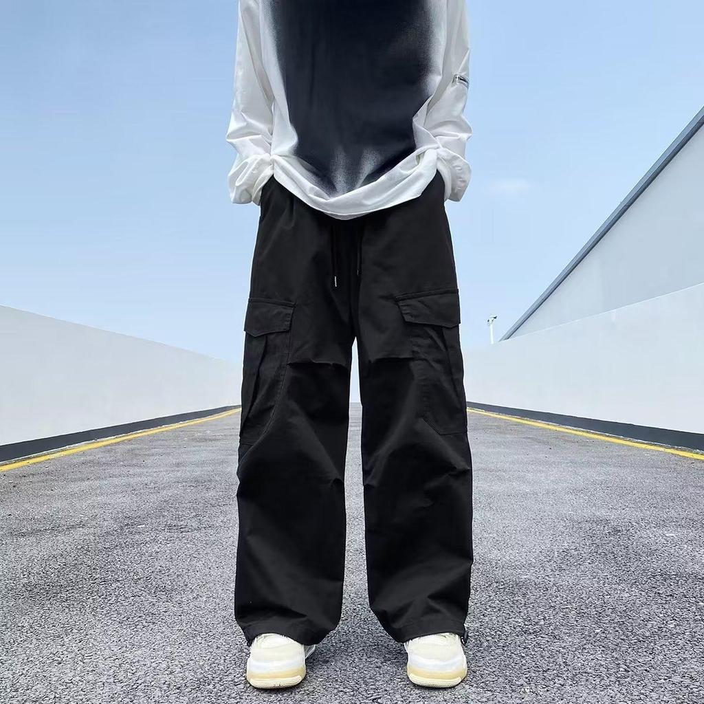 Pants Men's Trendy Brand Ruffian Handsome Spring and Autumn Japanese Functional Style High Street Versatile Loose Wide-leg Multi-pocket Overalls