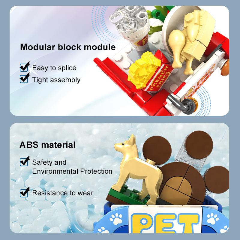 Creative Commercial Street View Building Mini Series Boys And Girls Birthday Gift Diy Assembly Small Particle Building Block