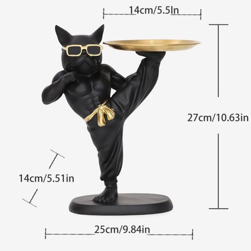 

Каратэ Бульдог Ящик для хранения Смола Животное Органайзер Статуэтка, Фигурка собаки Кунг-фу Уникальный подарок для любителей домашних животных и мужчин Декор для стола