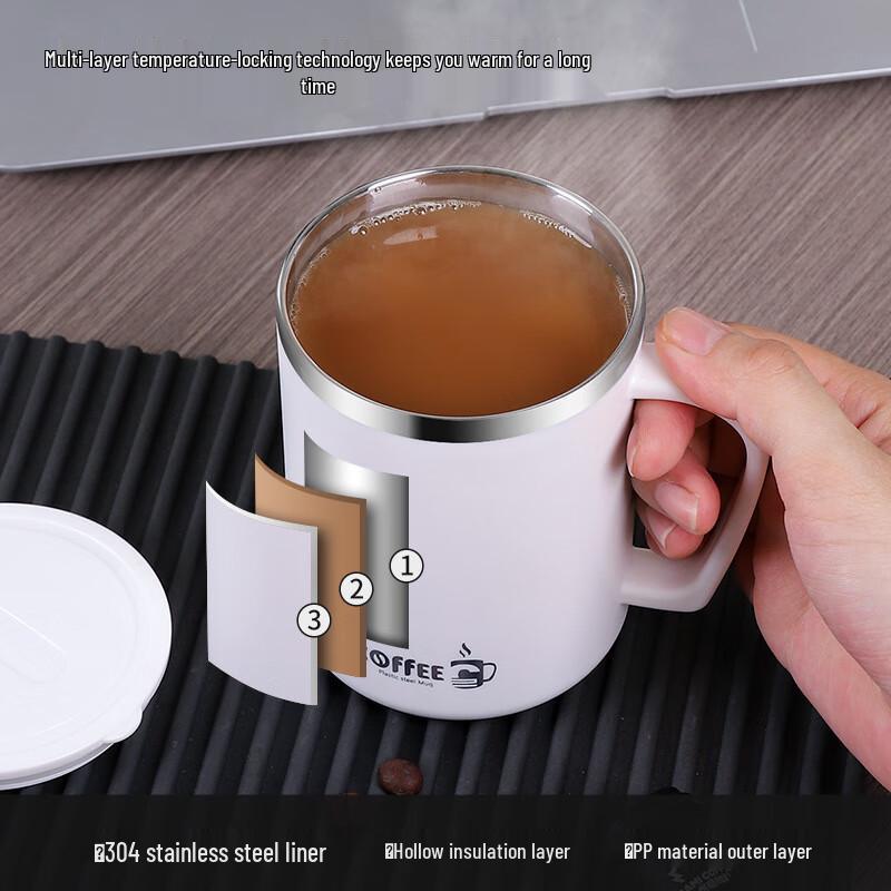 Shengjia 304 Edelstahl Kaffeetasse mit Deckel (480ML)