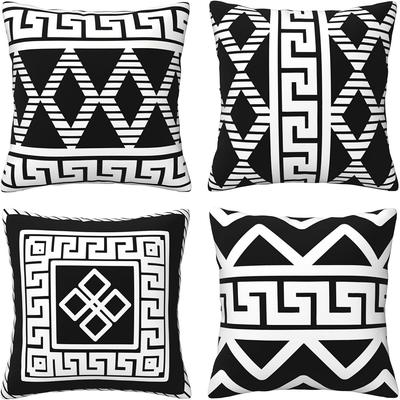 Black - and - White Geometric Pillow Covers, Modern Minimalist StyleLiving Room Sofa Cushion Cover,  Bedroom Room Decoration