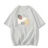 catty pure cotton American retro small man front shoulder short-sleeved t-shirt women's summer loose lazy half-sleeved t-shirt top