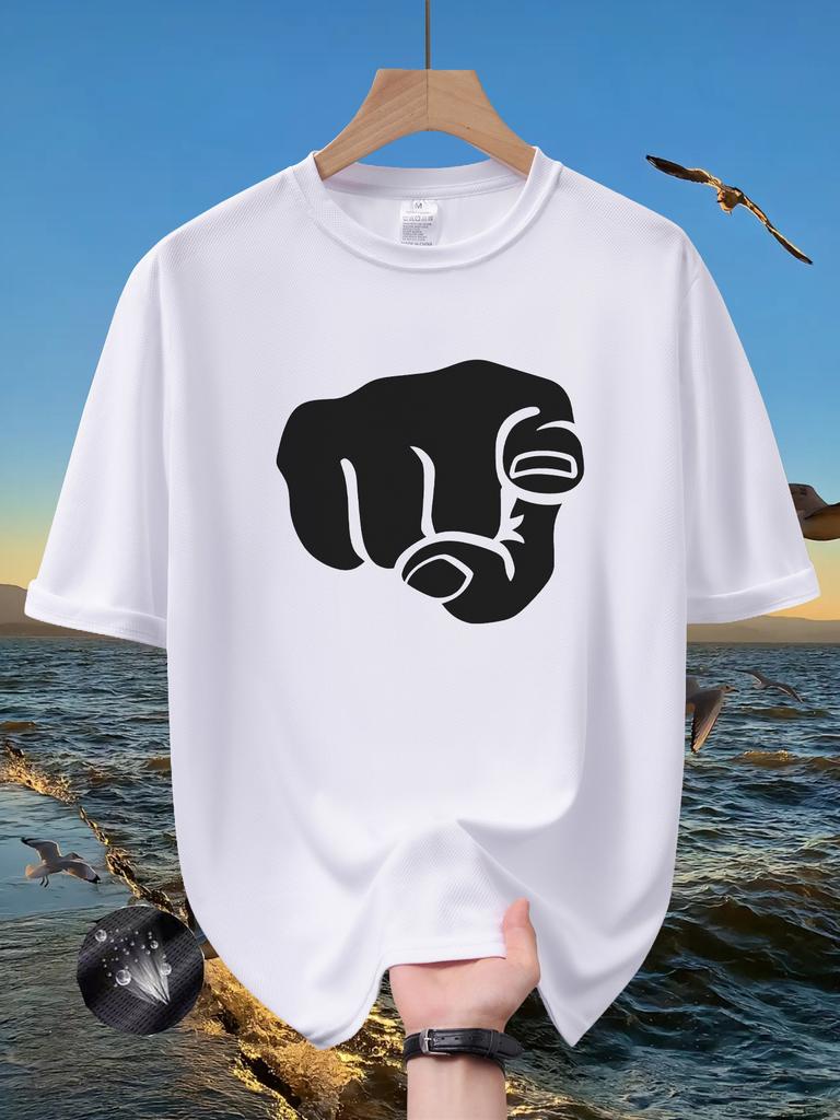 Unisexs Strong Fist Silhouette Print T Shirt Summer Quick Dry Breathable Short Sleeve Tee Power Hand Graphic Streetwear Tops