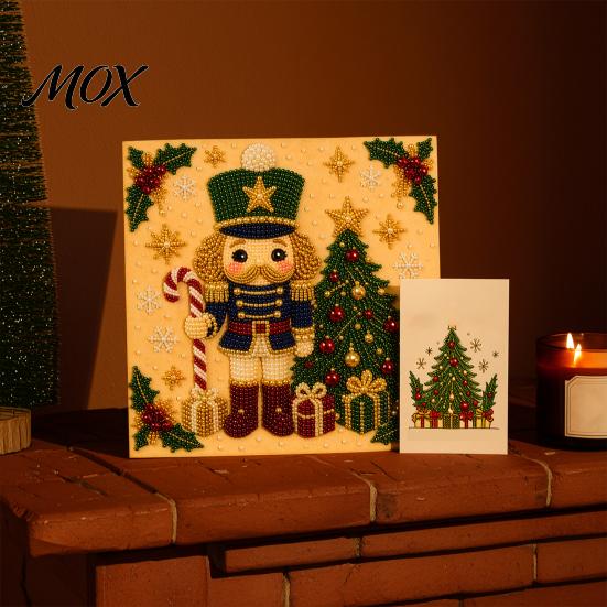 Educational Hands-on Toys Nutcracker Faux Pearl Art Kit, Painting DIY Kit with Pre-Framed Projects for Seniors Canvas, 3D Christmas Wall Craft Adults,