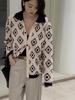 Women's Casual Colorblock Knit Cardigan Polo Sweater – Autumn 2025 Collection