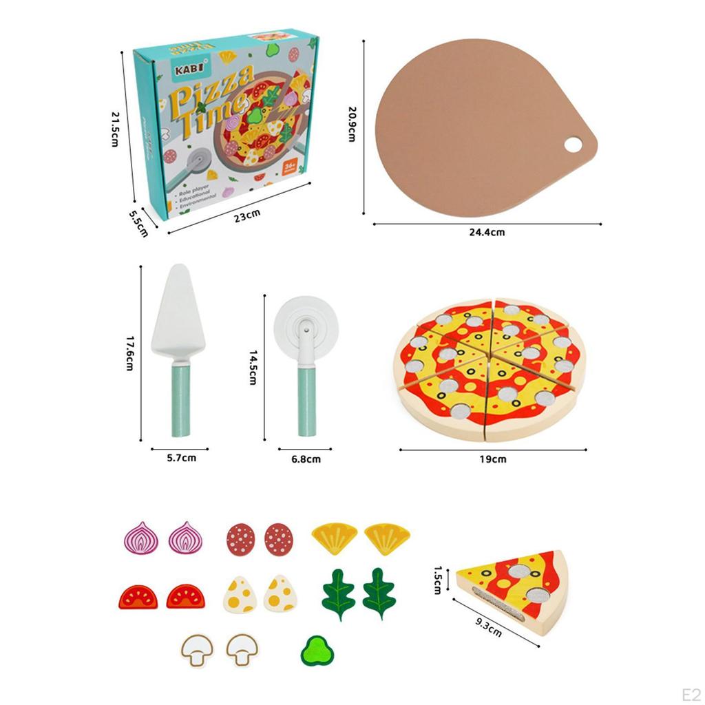 Cooking Toys,Pretend Play,Kitchen Accessories,Birthday Gifts,Wooden Pizza Set Cutting Play Food Toy