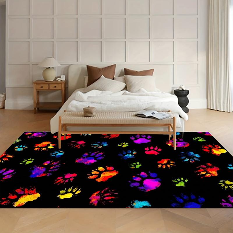 Rainbow Paw Print Carpets for Living Room Non-Slip Washable Rug Bedroom Decor Carpet Home E-sports Chair Rugs Washroom Floor Mat