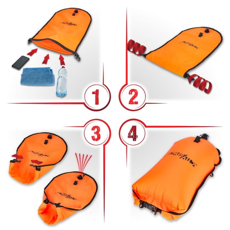 Bojka Inflatable Rescue Buoy 3-In-1 With Dry Pocket & Backpack