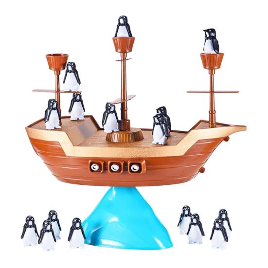 

Penguin Pirate Ship Balance Toy Logic Thinking Focus Training Multi-player Interactive Balance Tower Board Game Toddlers Educational Balancing Toy 1 Set
