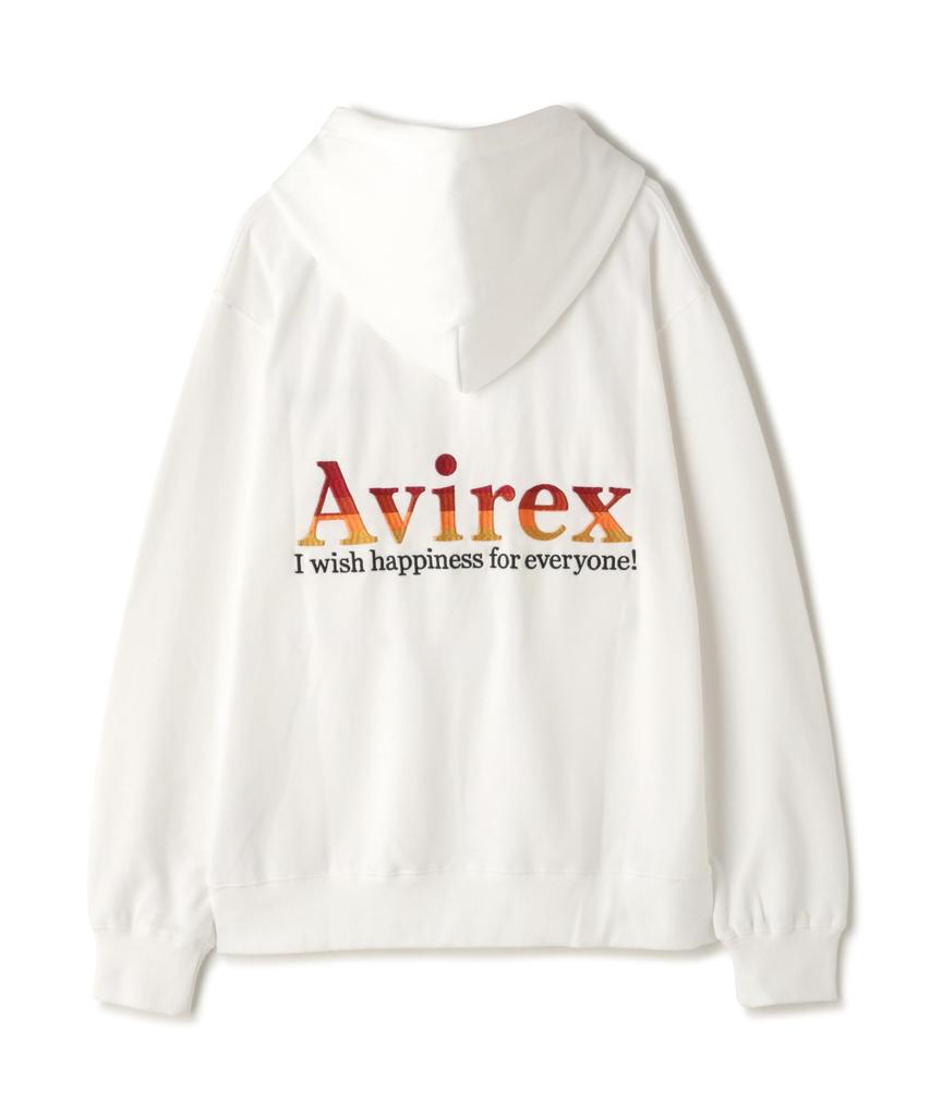 AVIREX EMBROIDERY LOGO & WISHES PULLOVER HOODIE(WEB&DEPOT Exclusive) 783-4231010 XL white