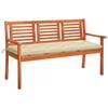 Day and Night - Day and Night 3-seater Garden Bench Solid Eucalyptus Wood and Cushion 150 Cm