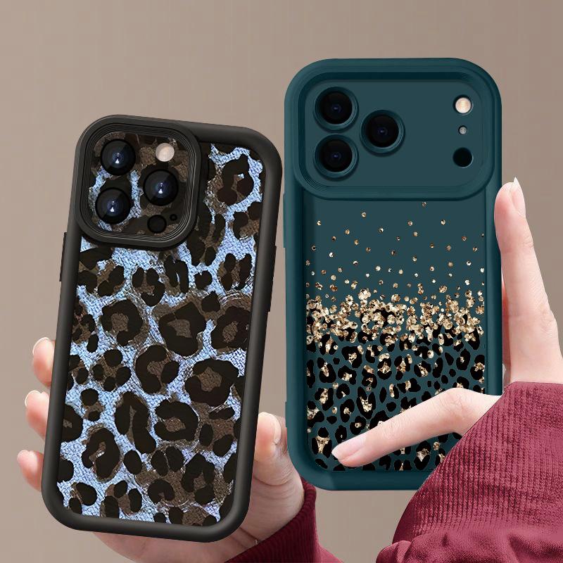 Shockproof Phone Case For iPhone 17 Pro Max Case iPhone 16 15 14 13 Pro Max 11 17e 16e Leopard Print Soft Silicone Bumper Cover
