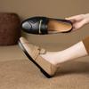 Fashion Women's New Leather, Cowhide, Metal Accessories, Round Toe, Low Heel, Comfortable, Plus Size Single Shoes, Casual Shoes