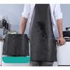 Oilproof Kitchen Apron PVC Leather Waterproof Black Comfortable