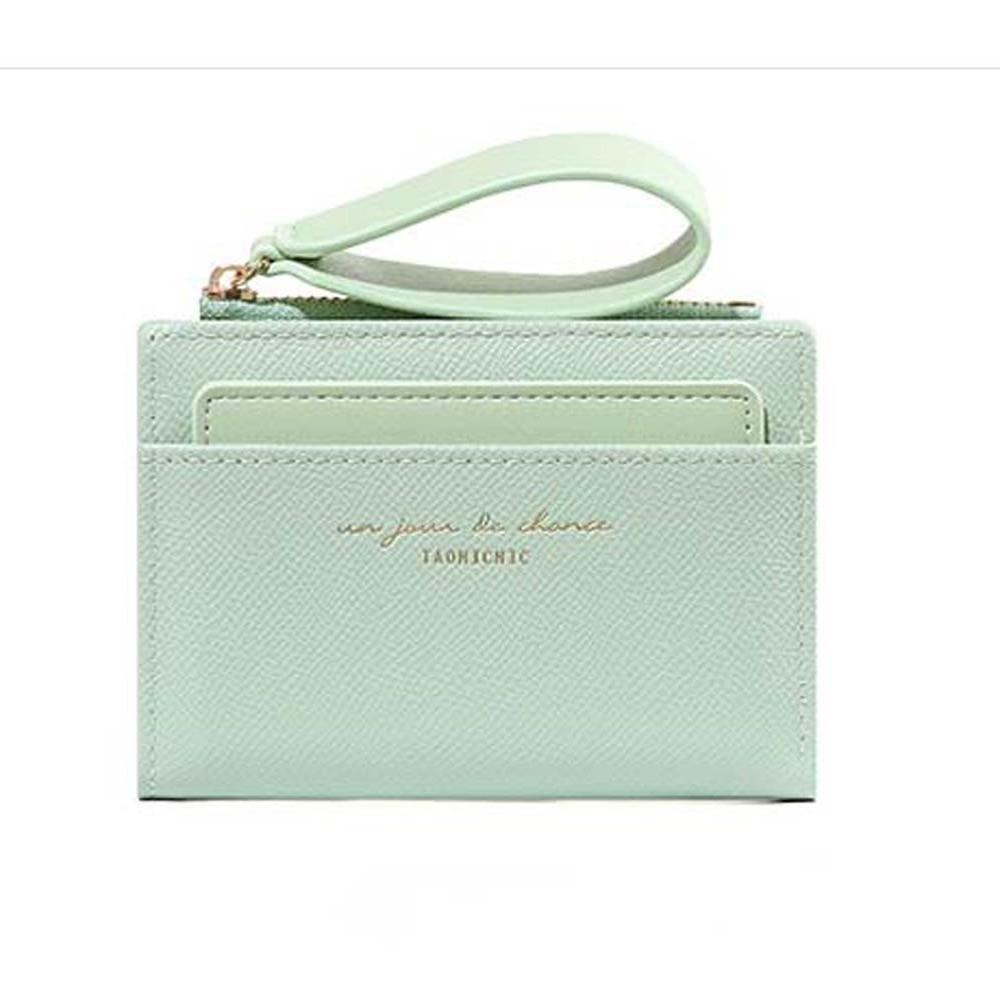 Portable Women Folding Wallet Multiple Card Lady Short PU Purse Solid Color Card Bag  Student