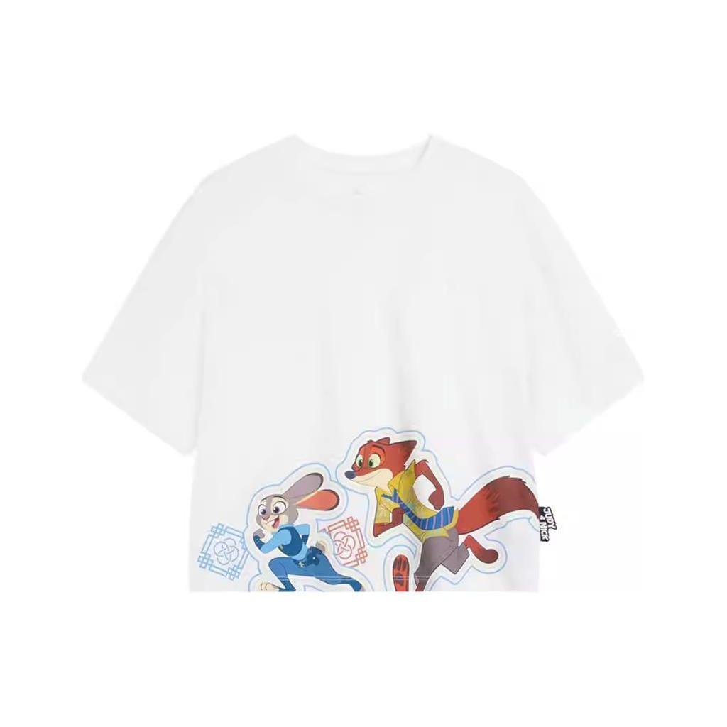 Li Ning X Disney Collaboration Round Neck Short Sleeve Animal Pattern T-Shirt Women Tops White AHST274-1
