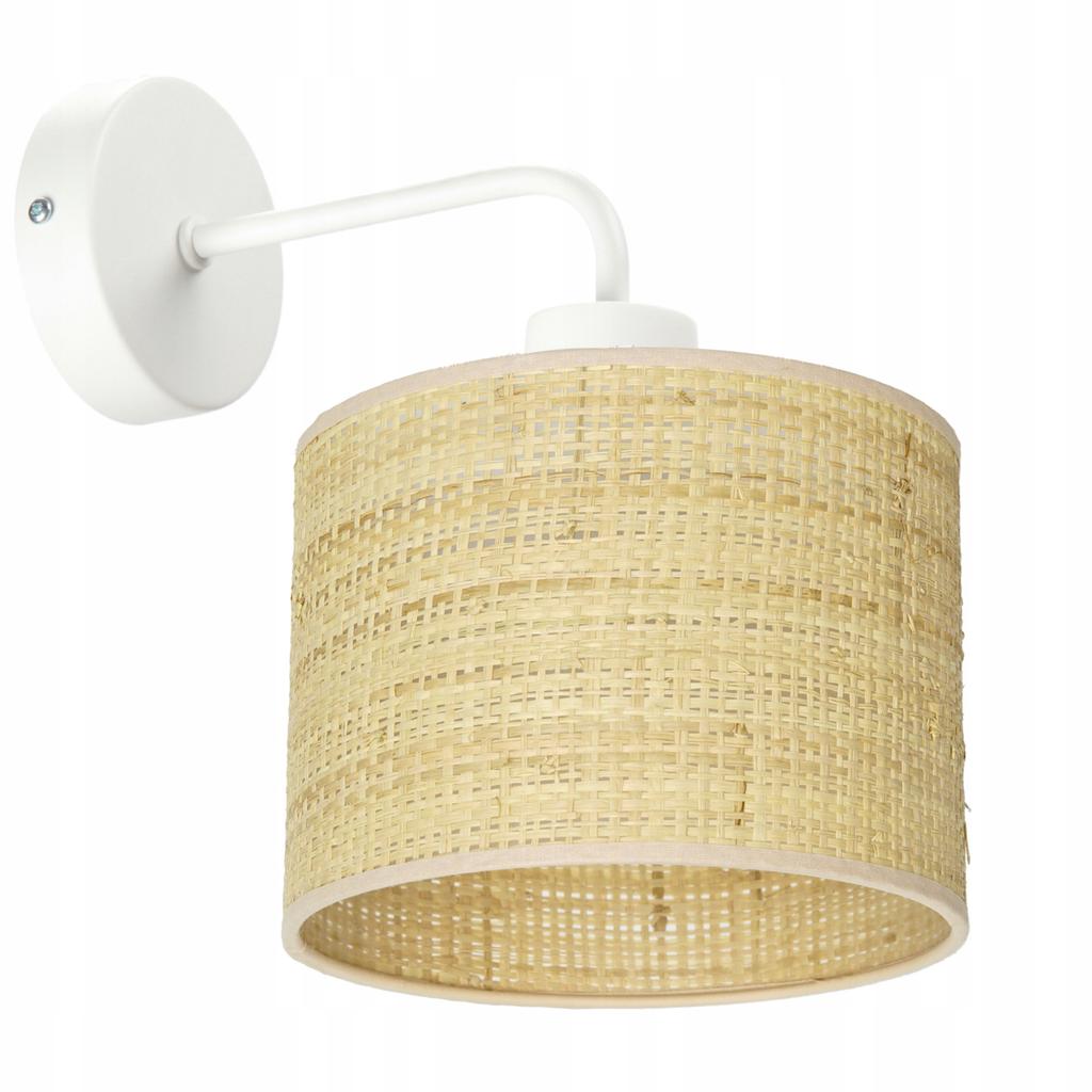 Lampa kinkiet ścienny metalowy led abażur rattan e27 polska lampa boho