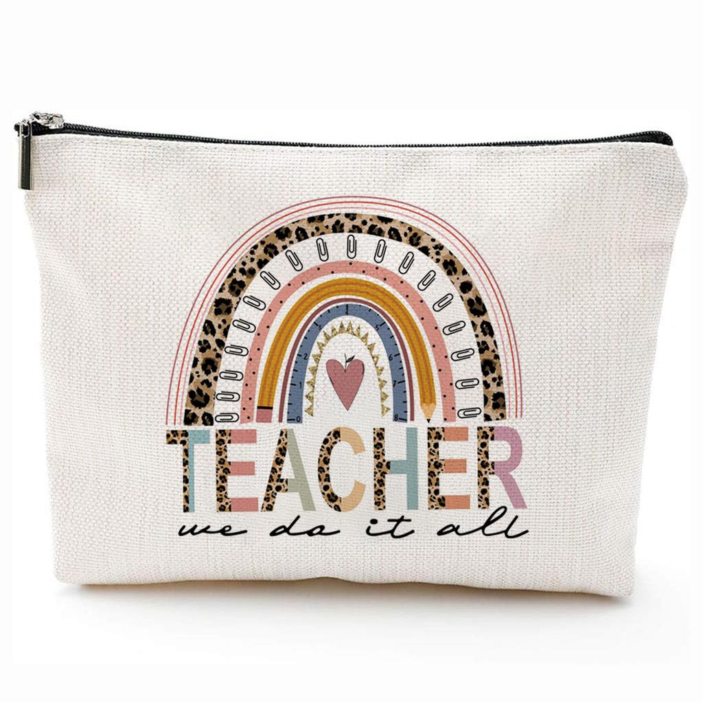 Teacher Gifts Teacher Appreciation Gifts Thank You Teacher Gift Bags Zipper Cosmetic Makeup Bag Canvas Pencil Pouch