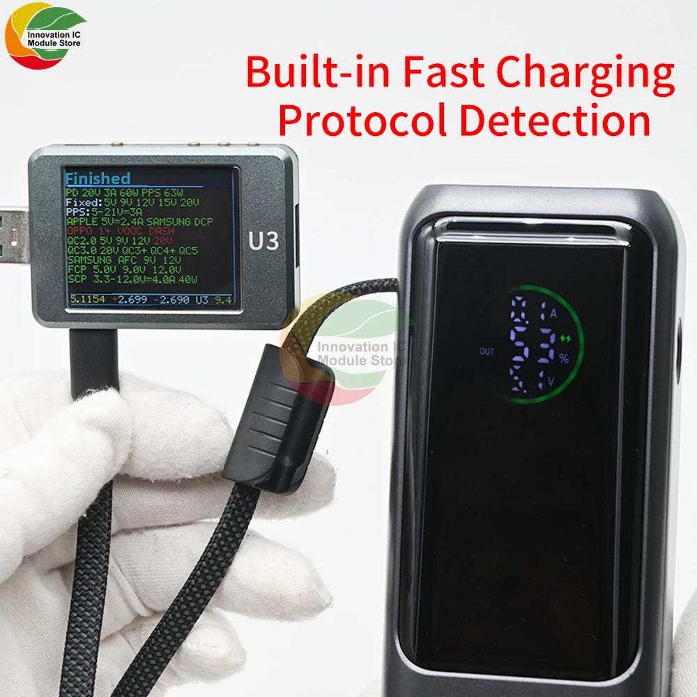 DIY High-Power PD 111W Fast Charging Power Bank Kit 1-Cell 11711 Battery Case with Built-In Cable Gray Power Bank Housing