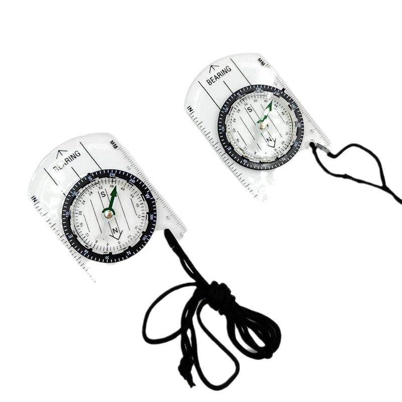 Clear Mini Acrylic Map Scale Compass with Lanyard - Portable Multifunctional Navigation Tool
