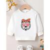 Kids Sweatshirt Black & White Bear Print Sweater - Soft Short-pendant Round Neck Long Sleeve Cute Bear Pattern Top