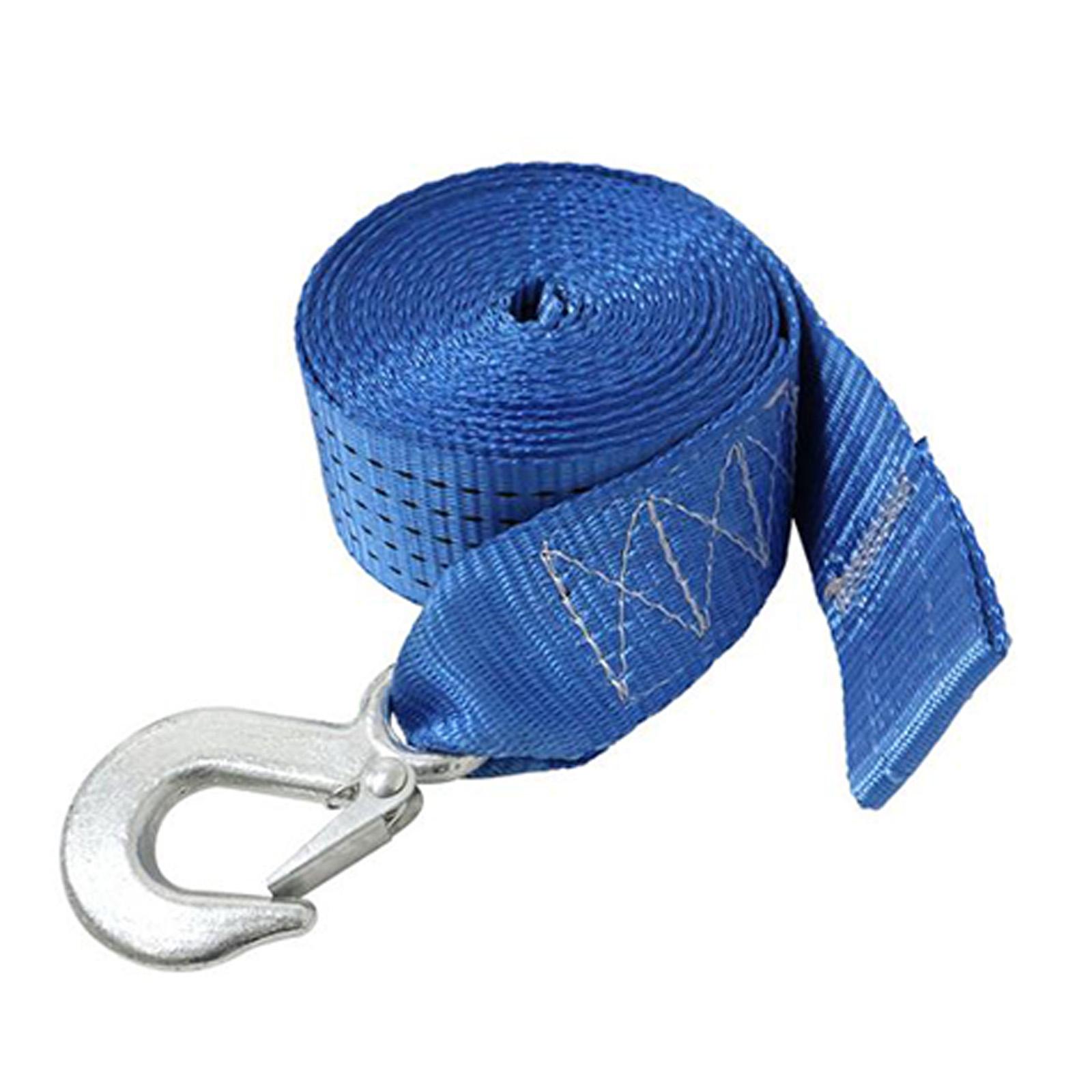 

19.7/26.2/32.8 футов Ремень для лебедки прицепа с предохранительным крюком для буксировки автомобилей, лодок и гидроциклов. Запасной сверхпрочный ремень 8M синий