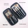Black Waterproof Double Zipper Makeup Brush Storage Bag - Portable Multifunctional Organizer