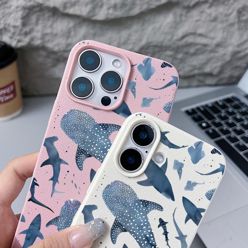 Whale Shark Phone Case For iPhone 17 16e 16 Pro Max 12 13 14 15 Pro Max 11 17 Air Shockproof Leather Texture Silicone TPU Cover