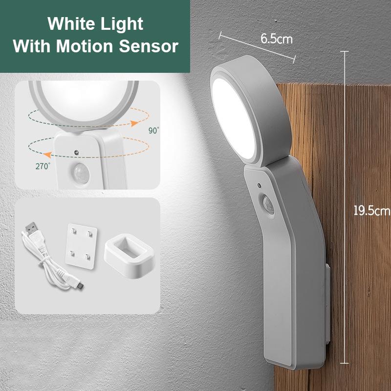Motion Sensor Wall Lamp PIR LED Night Light Cabinet Light USB Rechargeable Portable Lamp Bedroom Closet Stairs Desk Lighting