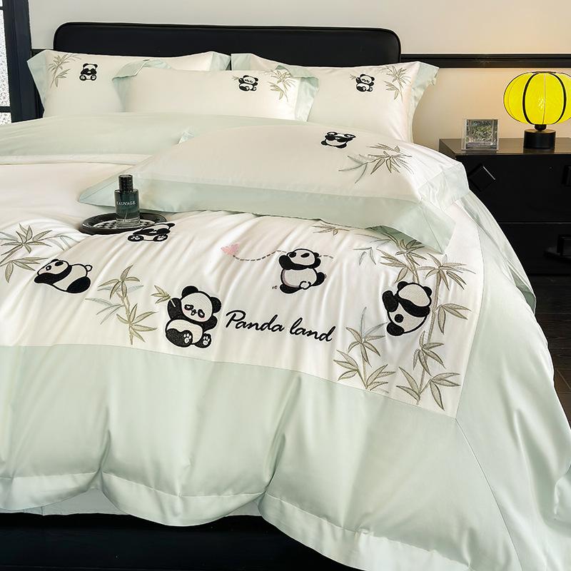 Class A Maternal And Infant Grade 240 Long-Staple Cotton4-Pcs Set Of Pure Cotton Satin Embroidered Quilt Cover, Bed Sheet Skin-Friendly Mattress