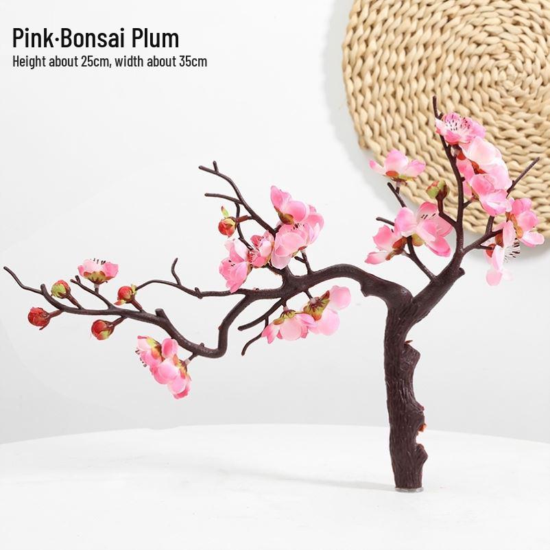 Artificial Plum & Peach Blossom Bonsai: Winter Sweet Flower Decor for Living Room or Study