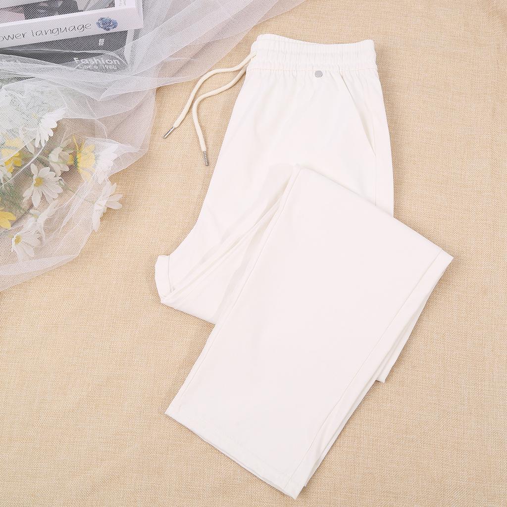 Women's High Rise Wide Leg Pants Straight Leg Cargo Pants Thin Quick Dry Solid Drawstring Casual Summer Trousers