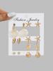 6 Pairs of Women's Ocean Style Shell & Starfish Earring Set, Summer Vacation Style Natural Conch Earrings