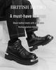 Plus Size Men's High-Top Thick-Soled Leather Boots - Autumn/Winter Big-Toe Short Boots