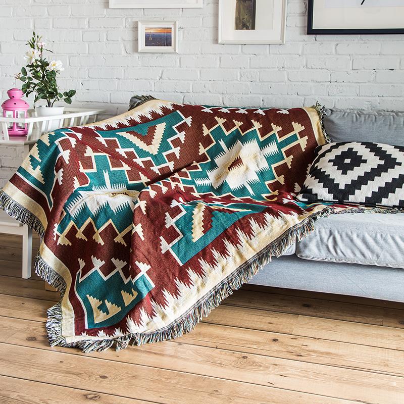 Bohemian Knitted Chair Lounge Blanket Bed Tapestry Bedspread Tablecloth Ethnic Women Outdoor Beach Sandy Towels