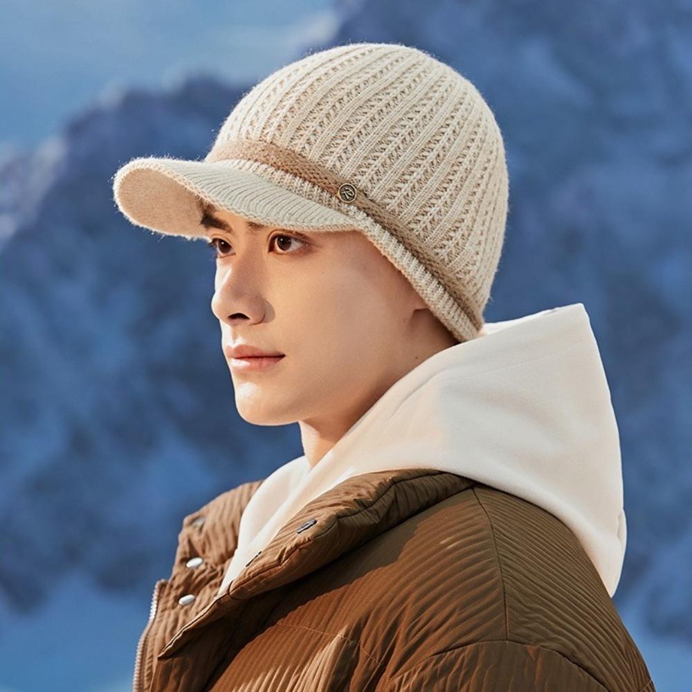 Solid Color Knitted Benines Coldproof Pullover Hat Soft Knitted Baseball Hat  Autumn