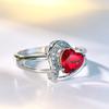 Simple Real  Sterling Silver Red Best Love Heart Zircon Rings for Women Promise Wedding Fine Statement  Gift