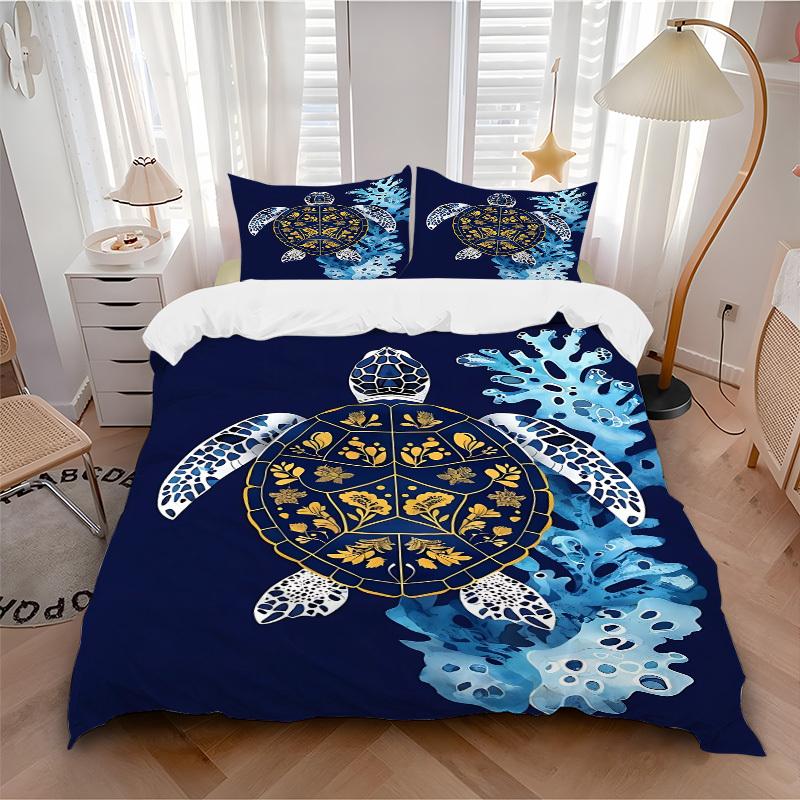 

3pcs Sea turtle 1Cover + 2Pillowcases, PillowInserts NotIncluded, Machine Washable, All - Season Use, Suitable for Bedroom Guest Room59 135x200cm