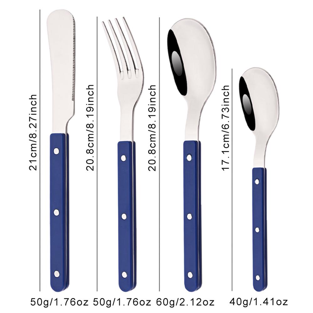 4Pcs Black Silver Acrylic Handle Dinnerware Knife Fork Spoon Set Stainless Steels Cutlery Set Western Home Kitchen Flatware