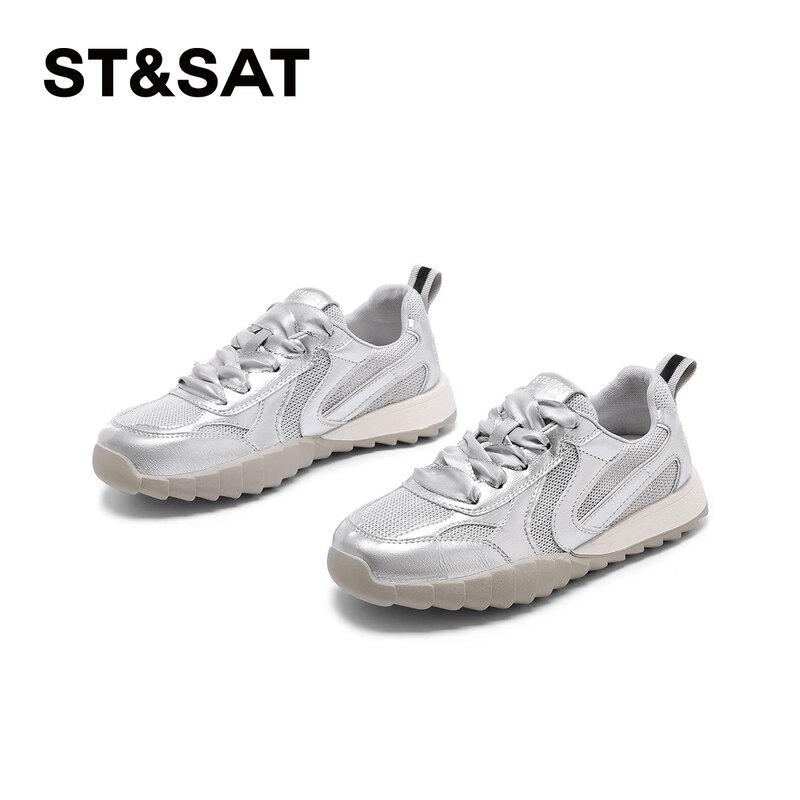 Saturday Platform Breathable Canvas Sneakers for Women 36 серебряный