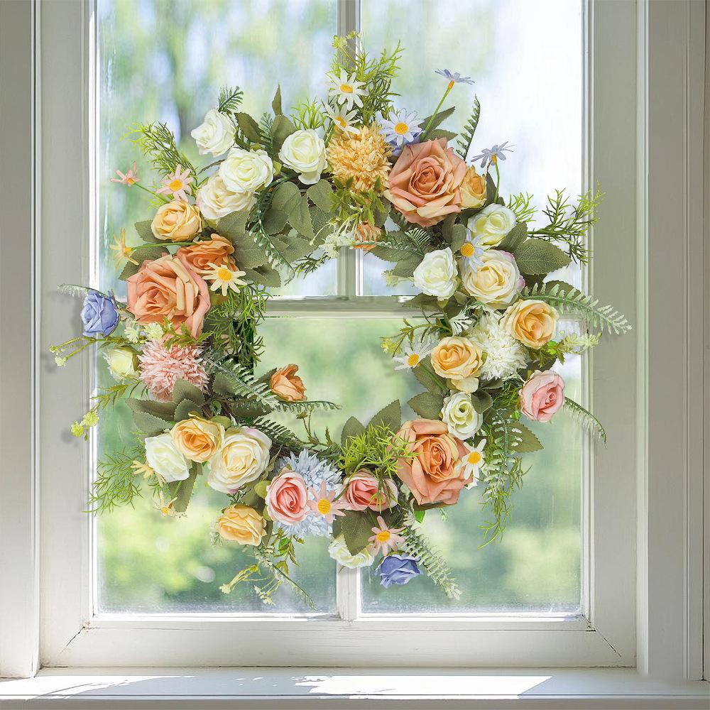 Season Little Rose Wreath Pendant Valentine'S Day Easter Ornament Door Hanging