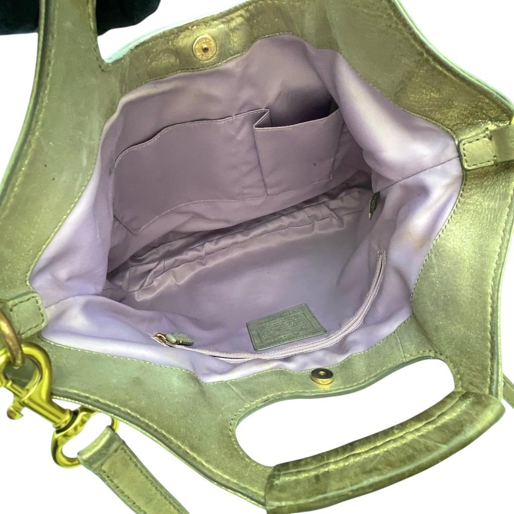 Used COACH 2-way handbag/shoulder bag Gathered Pleated 2-Way BagHandbag gold/Silver leather Women