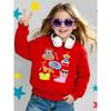 European sizes Girls Soft Crewneck Sweatshirt Cute Animal Characters with Fun Accessories, Casual All-Match, Ideal Holiday Present