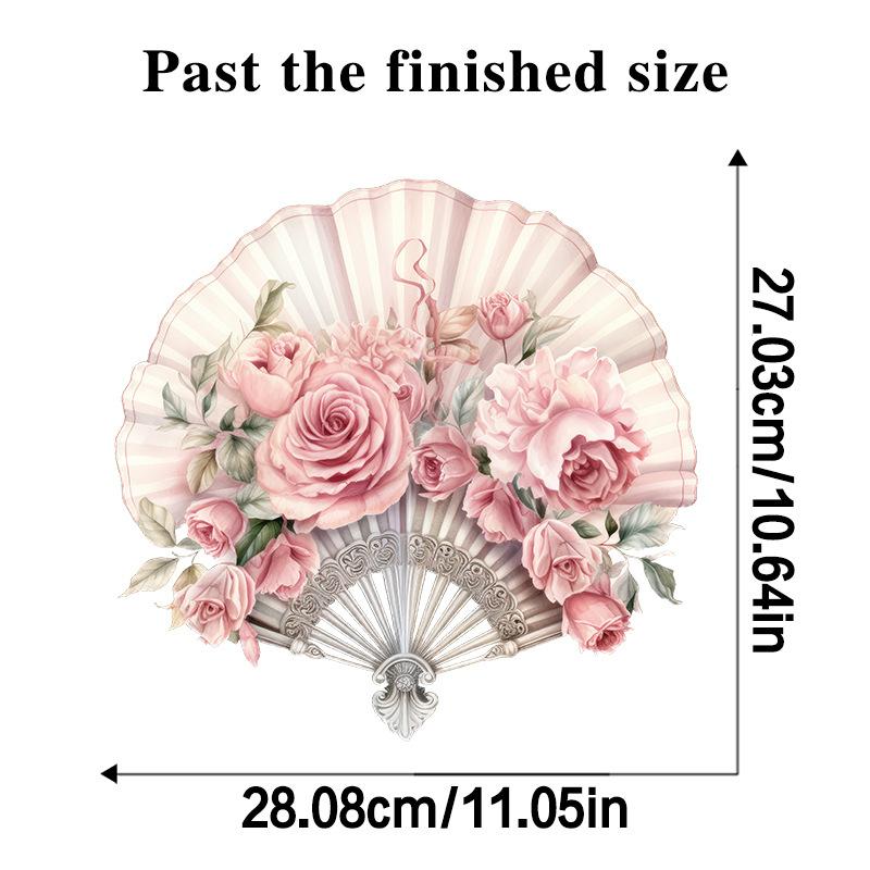 Creative Flower Folding Fan Wall Sticker New Chinese Style Bedroom Decor Headboard Study Background Self Adhesive Removable Art Sticker
